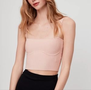 Babaton Sculpt Knit Denzell Cropped Tank in Prima Pink